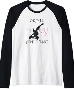 Orcas and Music Musician Whale Ocean Raglan Baseball Tee