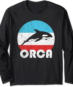 Orca Killer Whale Vintage Retro Silhouette Gift Long Sleeve T-Shirt