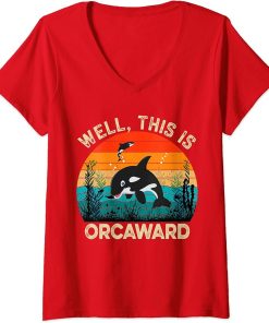 Womens Well This Is Orcaward, Funny Orca Killer Whale lovers Funny V-Neck T-Shirt