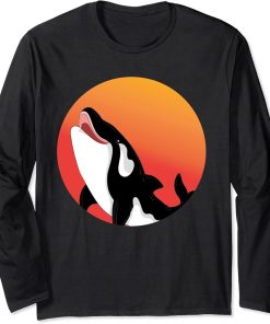 Aquarium Killer Whale Ocean Animal Lover Gift Sunset Orca Long Sleeve T-Shirt